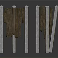 Unique Modern Decorative Structure With Wooden Planks And Metal Posts