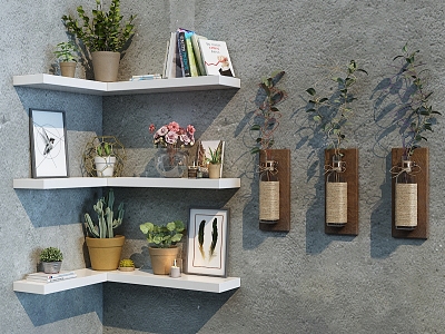 Modern wall shelf vase decoration model