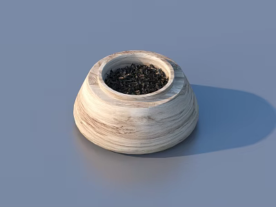 Natural Light Wood Bowl With Smooth Texture For Storing Dried Goods In Household Use 3d model