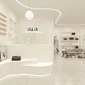 AR&AR Clothing Store White Curved Design With Display Racks Sofa Bags Mirrors And Pendant Lights
