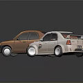 Orange And White Cars With Sedan Body And Sporty Rear Spoiler Design