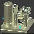 Industrial Equipment with Large Cylindrical Tank Small Containers Pipes Control Panel and Metal Structure