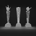 Crystal Trophies with Gesture Top Design for Award Ceremonies on Illuminated Black Background