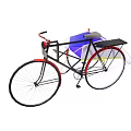 Classic Tricycle With Blue Seat Red Accents Black Frame And Wheels