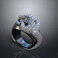 Stylish Silver Ring With Intricate Dragon Design And Polished Surface Finish