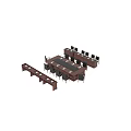 Elegant Wooden Conference Table Setup With Black Leather Chairs And Microphones