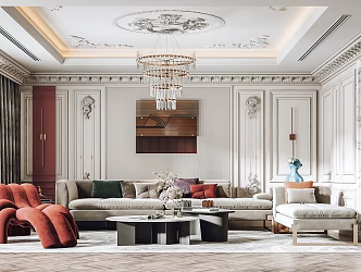 French Home Living Room 3d model