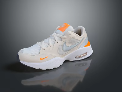 Nike Beige White Orange Air Max Sporty Casual Sneakers With Cushioned Sole Design 3d model