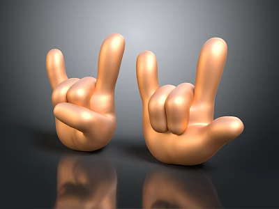 Decorative Sculpture Set Two Golden Hand Gesture Figurines for Modern Home Decor 3d model