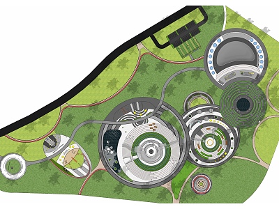 Modern Park Municipal Park Landscape Circular Leisure Square Children's Park Recreation Area Skateboard Roller Skating Park Sports Park model