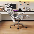 Ergonomic White Mesh High Back Office Chair With Adjustable Armrests And Footrest