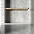 Modern Building Components Featuring Gray Marble Wall With Gold Metal Strip and Sleek Floor Design