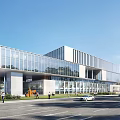 Modern Industrial Factory Complex Aerial View With Green Roofs and Night Lighting