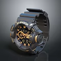 G SHOCK Black Sports Watch With Gold Accents Digital Display And Stylish Design