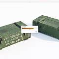 Green Military Crates With Metal Straps And Worn Serial Numbers 3d model