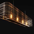 Modern Linear Chandelier With Metal Frame Design And Four Illuminated Lights