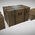 Vintage Brown Leather Suitcases With Straps And Metal Locks In Various Sizes
