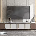 Modern TV Stand with Metal Legs and Flat Screen TV Decorative Items