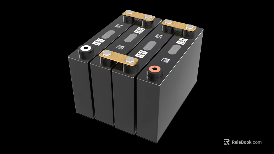 High Capacity Battery Pack for Household Appliances with Multiple Units and Metal Terminals 3d model 