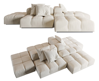 Modern Multiplayer Sofa Fabric Multiplayer Sofa 3d model