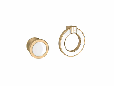 Modern Golden Circular Cabinet Handles With White Center Home Furniture Hardware Design 3d model