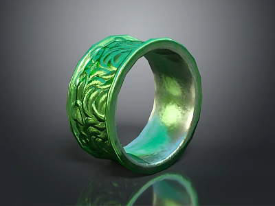 Green Decorative Ring With Intricate Floral Pattern For Daily Life Accessory 3d model