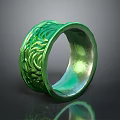 Green Decorative Ring With Intricate Floral Pattern For Daily Life Accessory