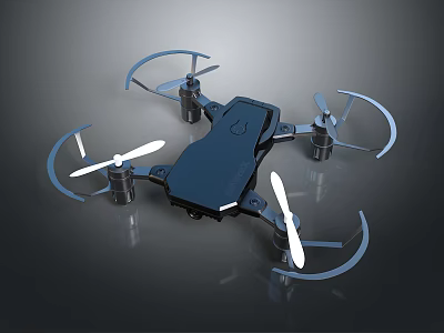 Modern Foldable Black Quadcopter Drone With Propeller Guards And Compact Design 3d model