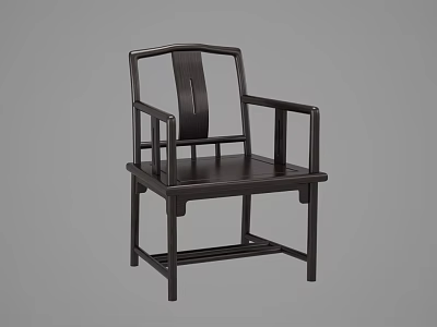 Traditional Chinese Style Solid Wood Tea Table and Chair with Armrest Design 3d model