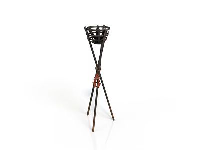 Decorative Tripod Floor Stand With Woven Basket Top For Home Decor 3d model