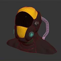 Futuristic Black And Yellow Mechanical Head Model With Sci Fi Design Details