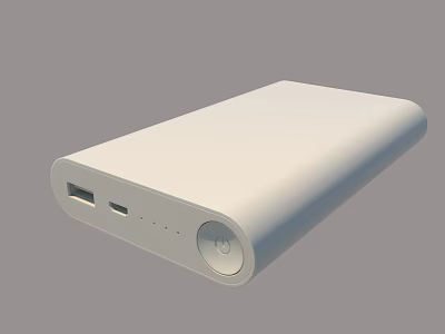 White Portable Power Bank With USB Ports Power Button And Indicator Lights 3d model