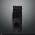 Modern Black Tower Speaker With Layered Design And Circular Audio Unit
