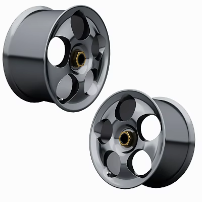 Stylish Black Car Wheels With Multiple Holes And Gold Center Hub Design 3d model Stylish Black Car Wheels With Multiple Holes And Gold Center Hub Design 3d model