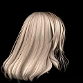 Human Head Model With Blonde Long Curly Hair And Facial Features On Black Background