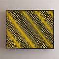 Vibrant Abstract Painting With Black Background Filled With Yellow Dots