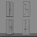 Modern Shower Enclosures with Glass Panels and Different Designs Mounted on White Walls