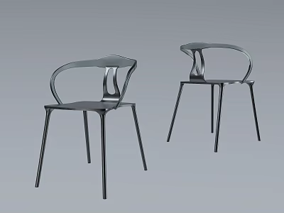 Sleek Modern Leisure Chair In Black With Curved Armrest And Metal Legs 3d model