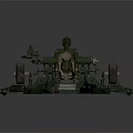 Green Military Artillery Weapon With Long Barrel Wheel Base And Support Structure