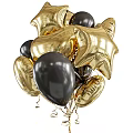 Gold And Black Decorative Balloons With Star Heart Shaped And Round Designs For Living Supplies