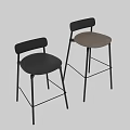 Modern Bar Stools With Wooden Backrest Black Metal Legs And Different Seat Cushions