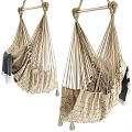 Woven Beige Hanging Chairs with Tassel Accents for Indoor Outdoor Spaces