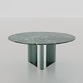 Round Green Marble Dining Table With Modern Metal Base And Sleek Design 3d model