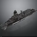 Modern Military Warship With Naval Deck Radar And Weapon Systems