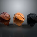 Stylish Woman's Wig Hairstyle Display With Brown Orange And Black Hair Colors