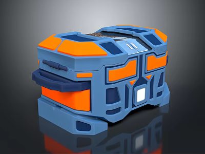 Blue And Orange Box With Modern Geometric Design And Durable Exterior 3d model