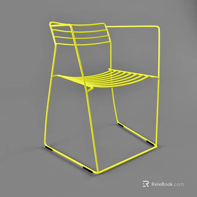 Modern Yellow Armchair with Sleek Metal Frame Design for Contemporary Living Space 3d model 