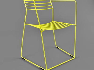 Modern Yellow Armchair with Sleek Metal Frame Design for Contemporary Living Space 3d model