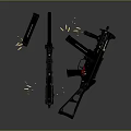 Black Tactical Weapons With Golden Bullets And Ergonomic Design Features 3d model