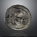 Intricate Silver United States Coin Sculpture with Eagle Design and Engraved Details
